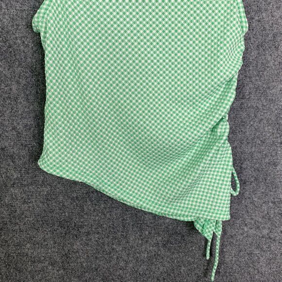 Wild Fable Sleeveless Knit Top Green Gingham Rushed Side Asymmetrical Women S - Picture 9 of 10